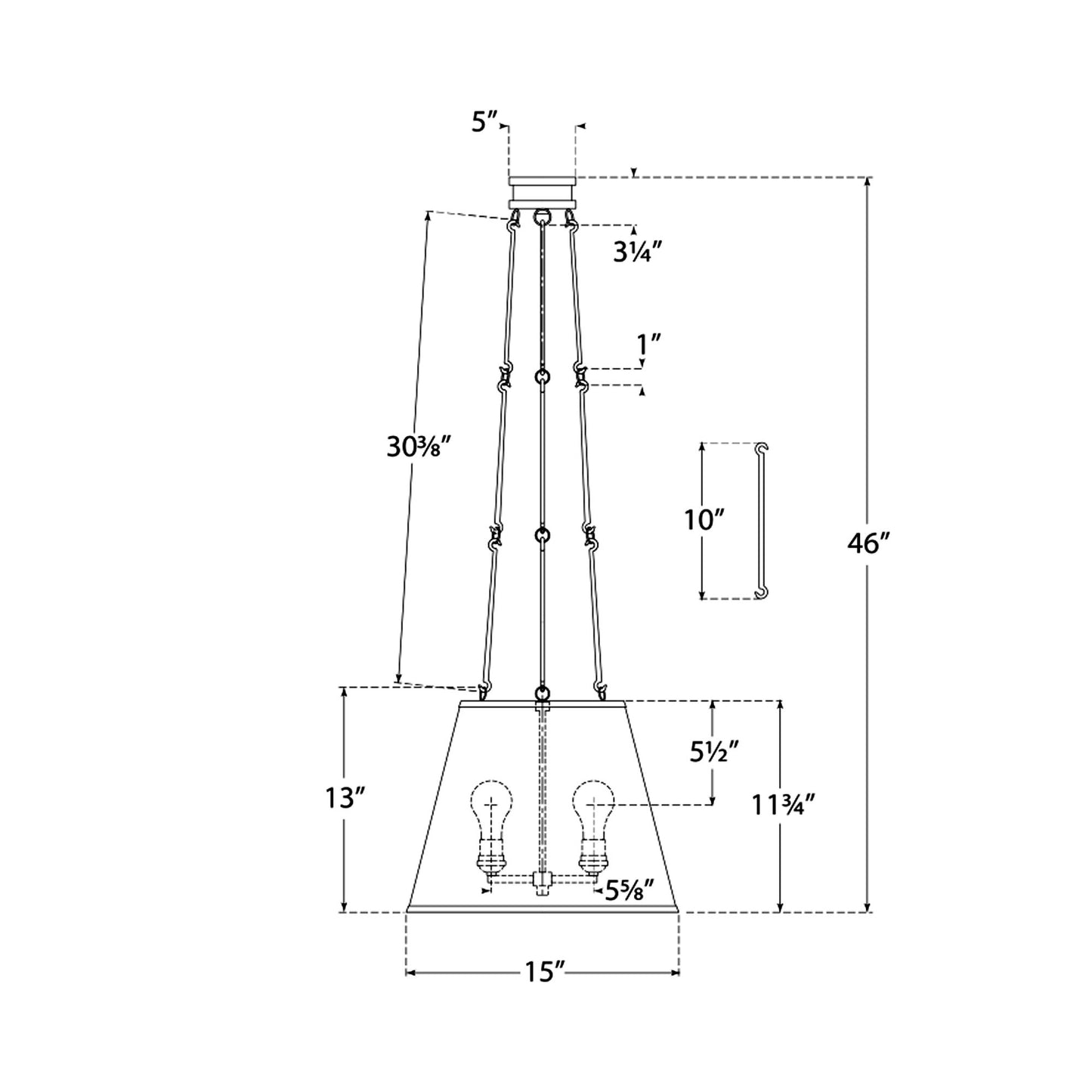 Lily Pendant Light - line drawing.