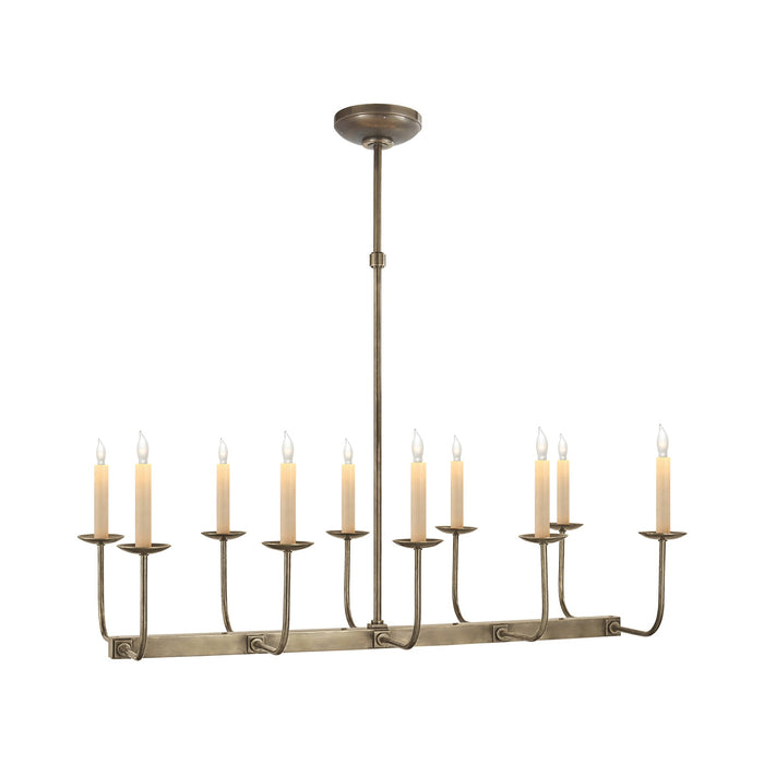 Linear Branched Chandelier in Antique Nickel/Without Shade.