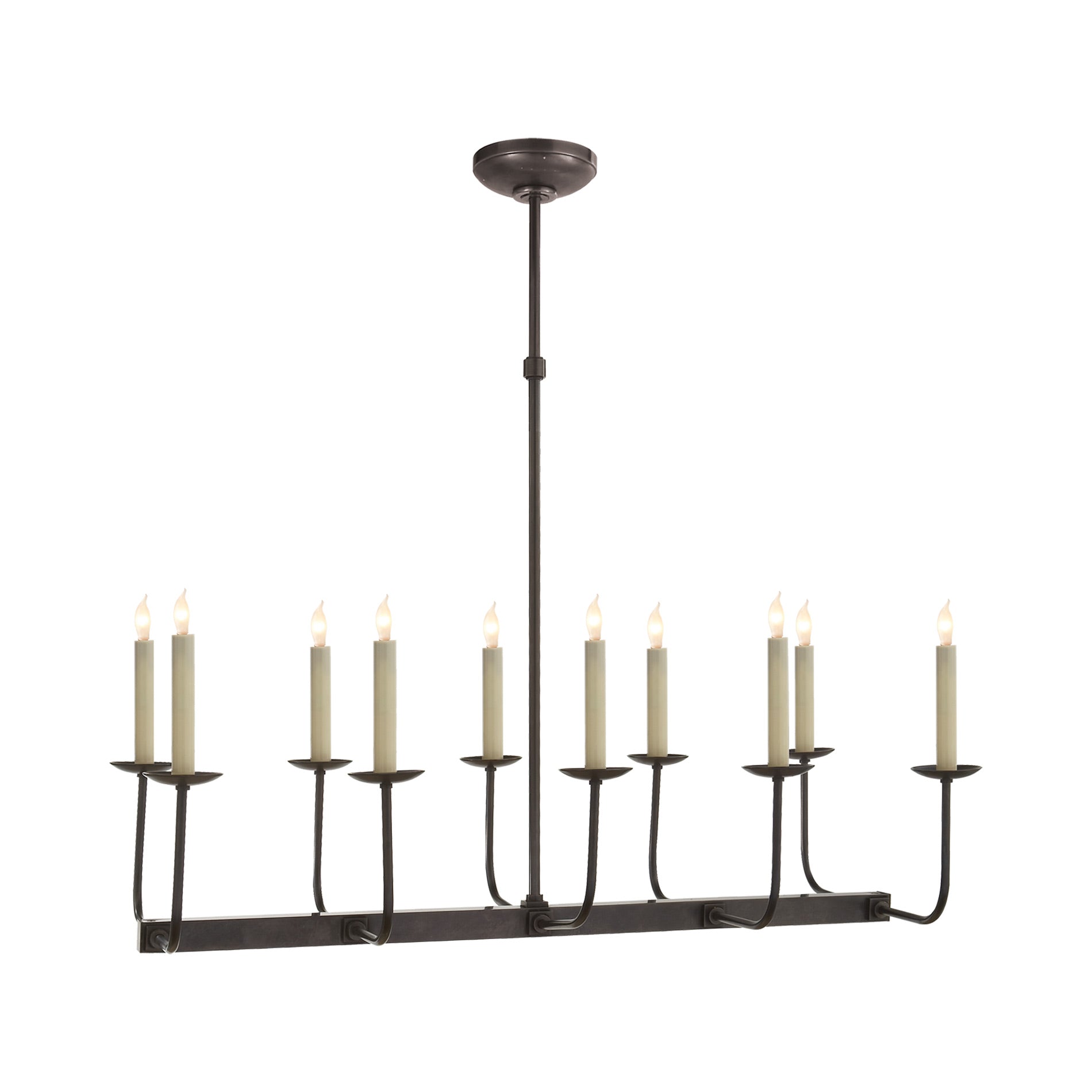 Linear Branched Chandelier in Bronze/Without Shade.