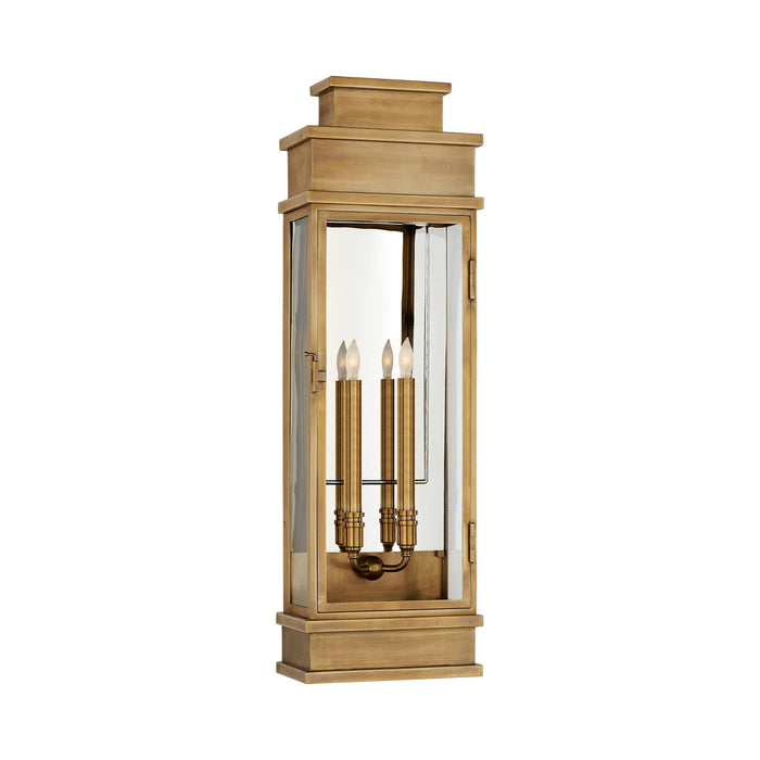 Linear Outdoor Wall Light in Antique-Burnished Brass (Large).