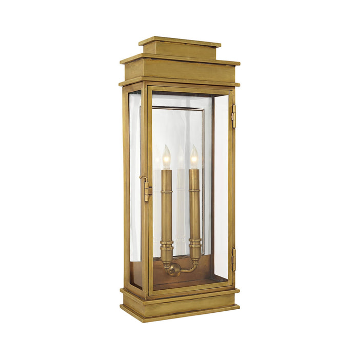Linear Outdoor Wall Light in Antique-Burnished Brass (Tall).