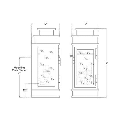 Linear Outdoor Wall Light - line drawing.