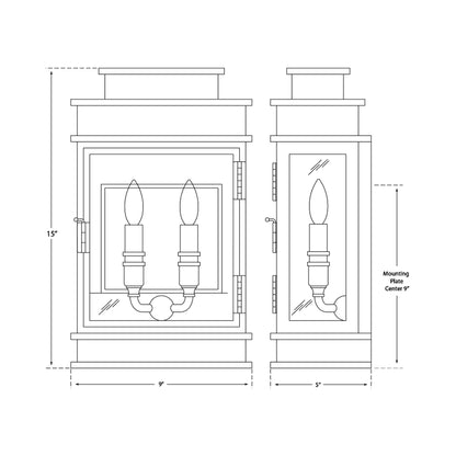 Linear Outdoor Wall Light - line drawing.