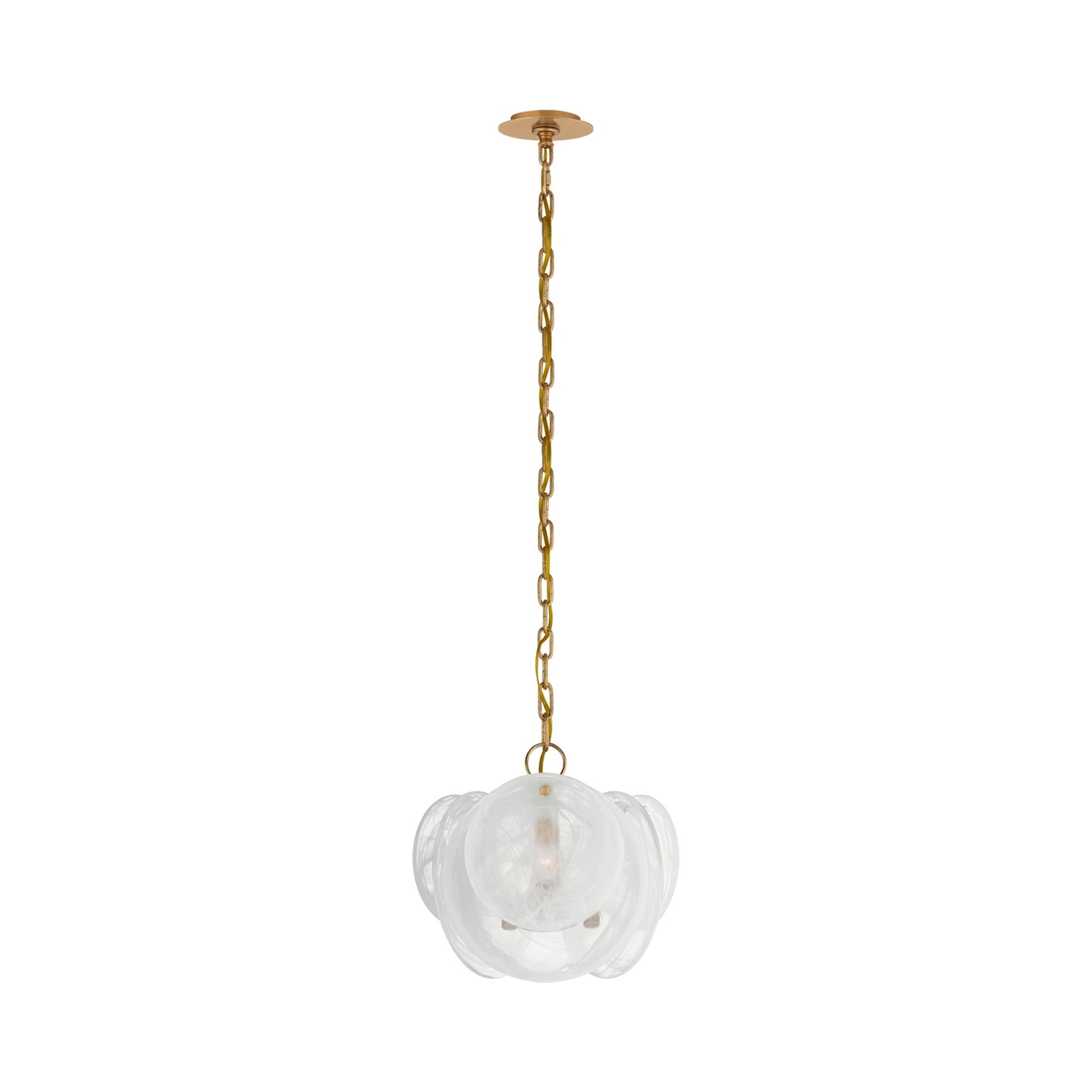 Loire Chandelier in Gild/White Strie Glass (Petite).