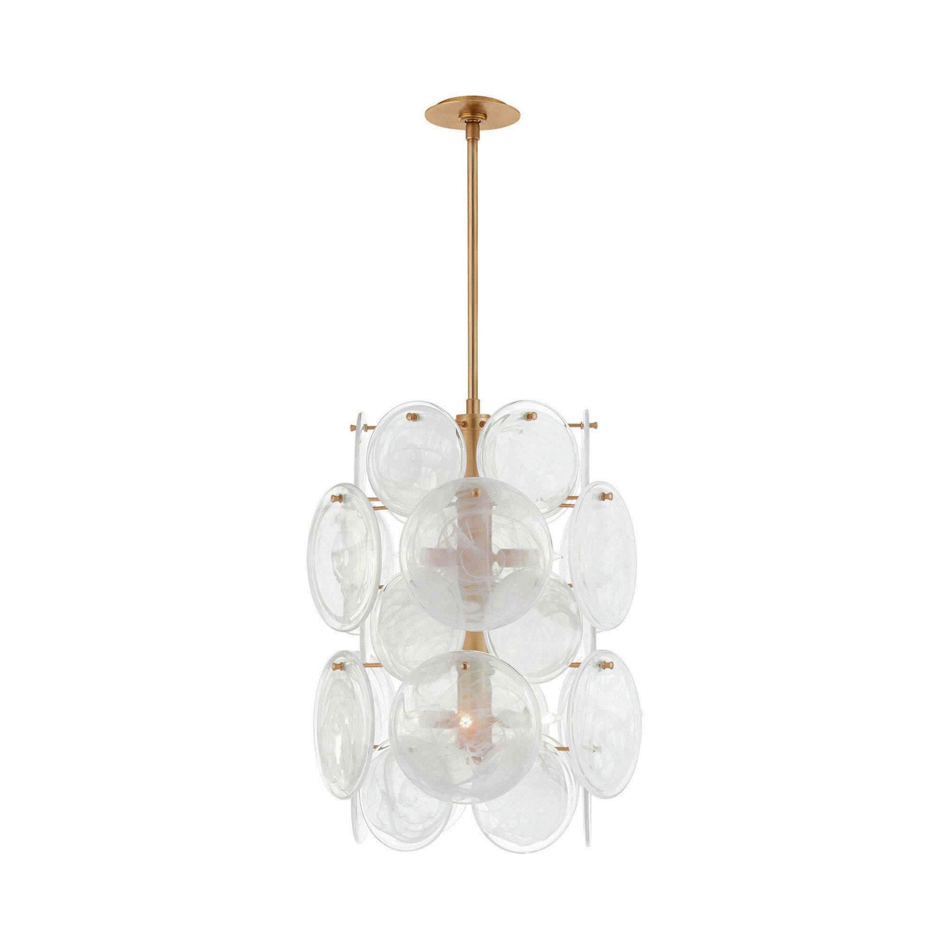 Loire Chandelier in Gild/White Strie Glass (Medium).