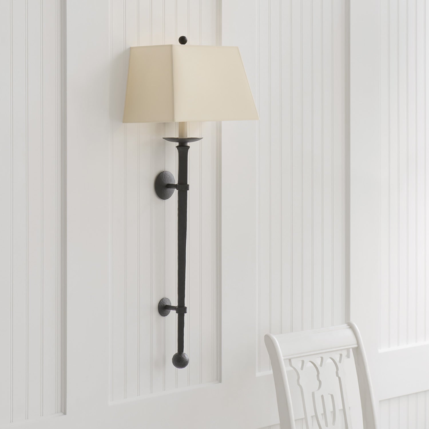 Long Iron Torch Wall Light in Detail.