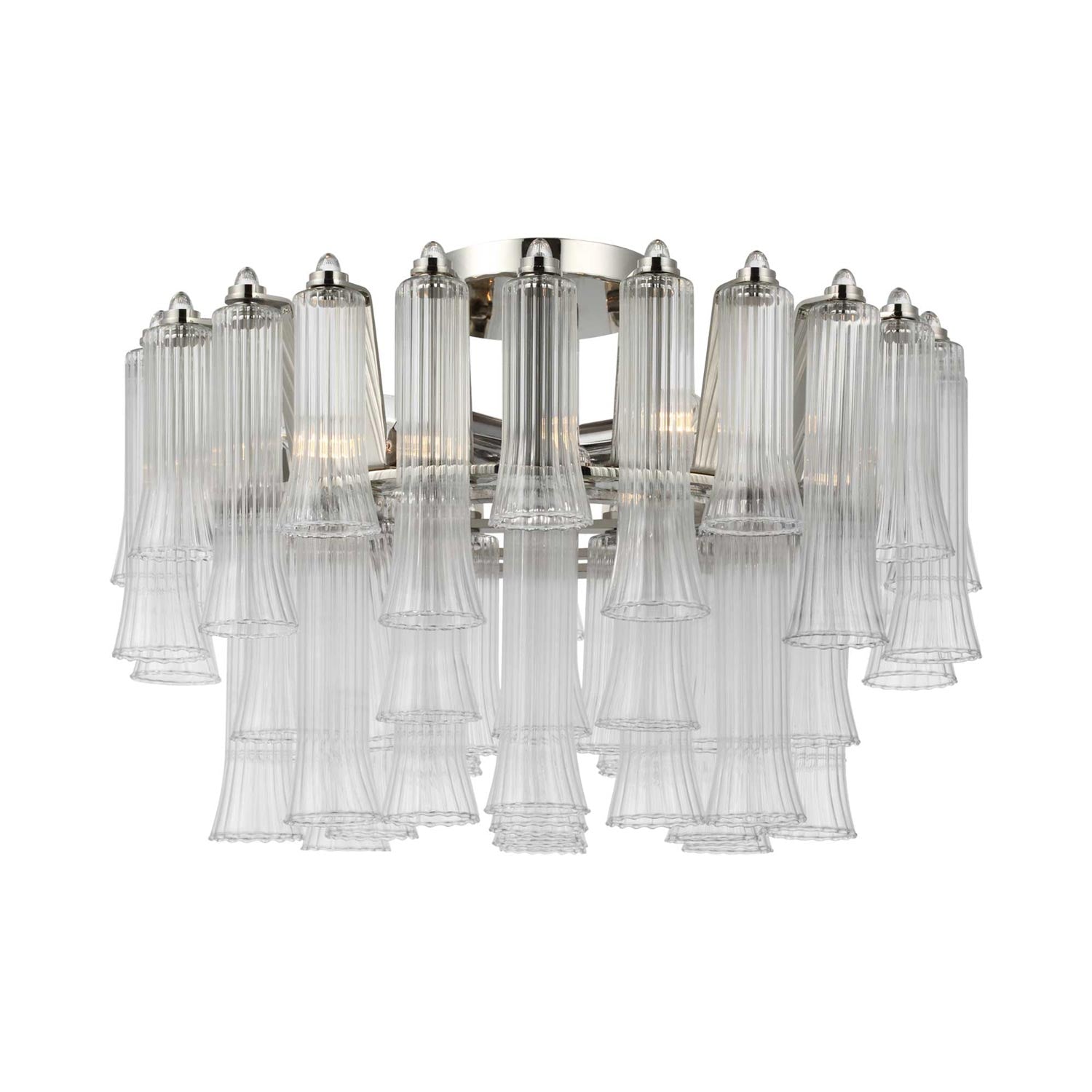 Lorelei LED Semi Flush Mount Ceiling Light in Polished Nickel.