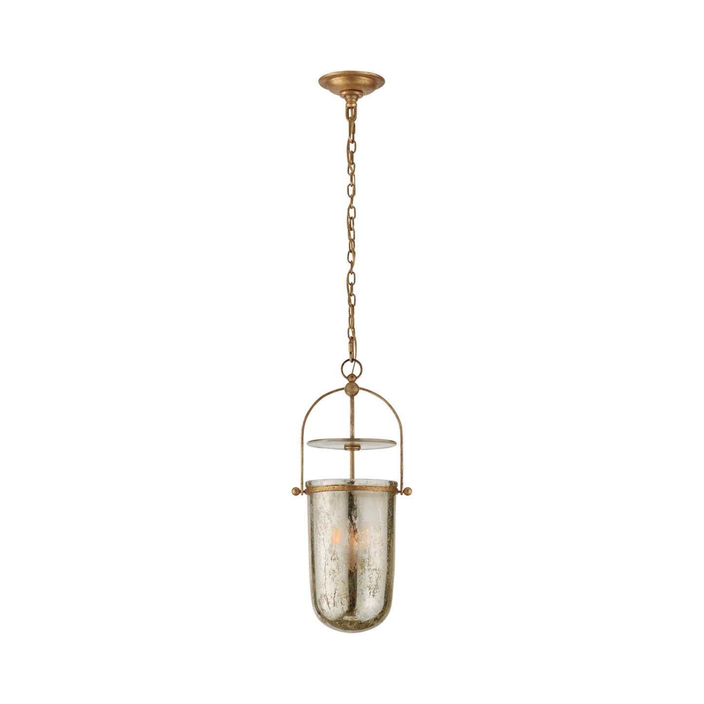 Lorford Smoke Bell Pendant Light in Gilded Iron/Mercury Glass (Tall).