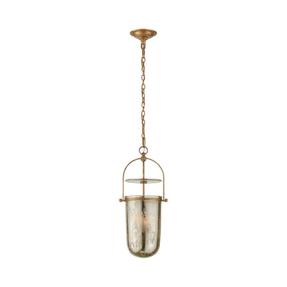 Lorford Smoke Bell Pendant Light in Gilded Iron/Mercury Glass (Tall).