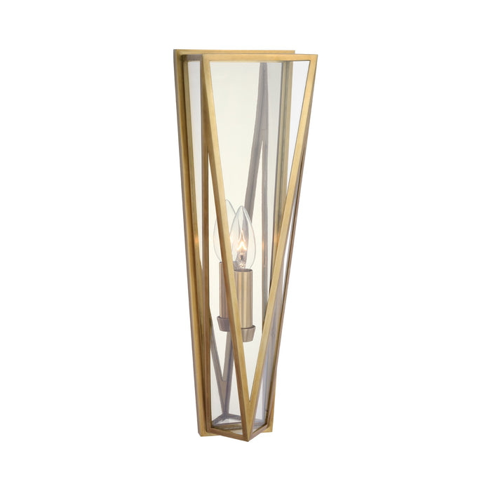 Lorino LED Wall Light in Hand-Rubbed Antique Brass/Clear Glass.