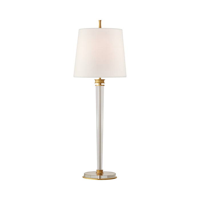 Lyra Buffet Table Lamp in Hand-Rubbed Antique Brass/Crystal.