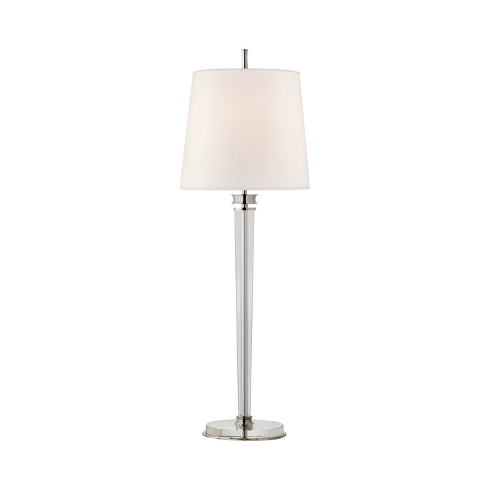 Lyra Buffet Table Lamp in Polished Nickel/Crystal.