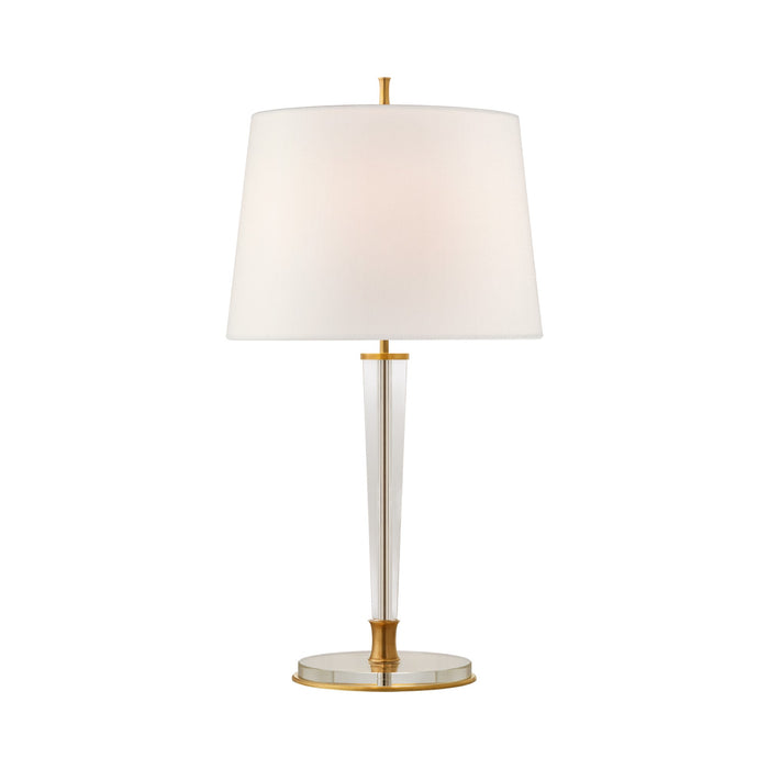Lyra Table Lamp in Hand-Rubbed Antique Brass/Crystal.