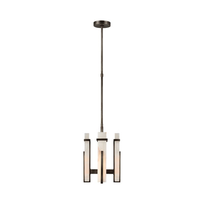 Malik LED Chandelier in Bronze/Alabaster (Small).