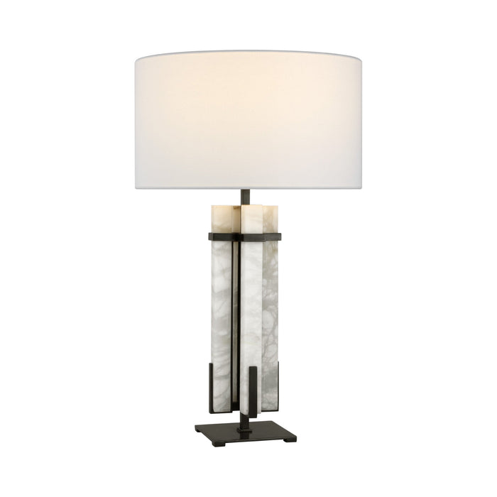 Malik LED Table Lamp in Bronze and Alabaster.