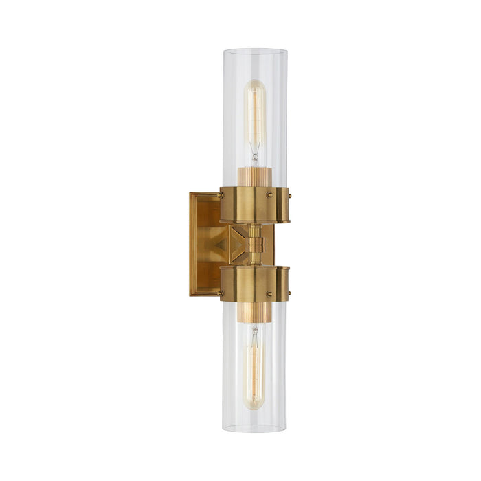 Marais Bath Wall Light in Hand-Rubbed Antique Brass/Clear Glass (Large).