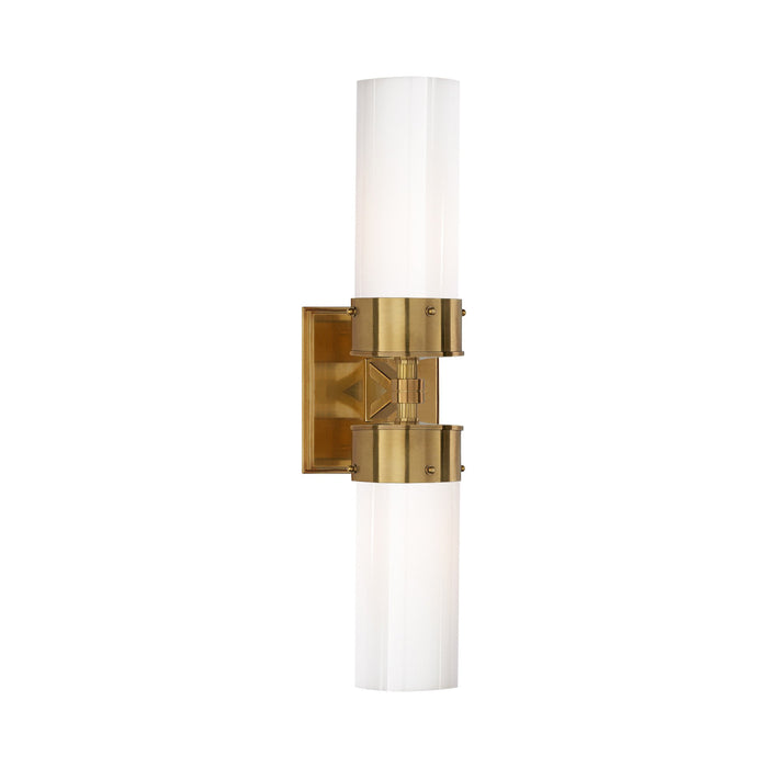 Marais Bath Wall Light in Hand-Rubbed Antique Brass/White Glass (Large).