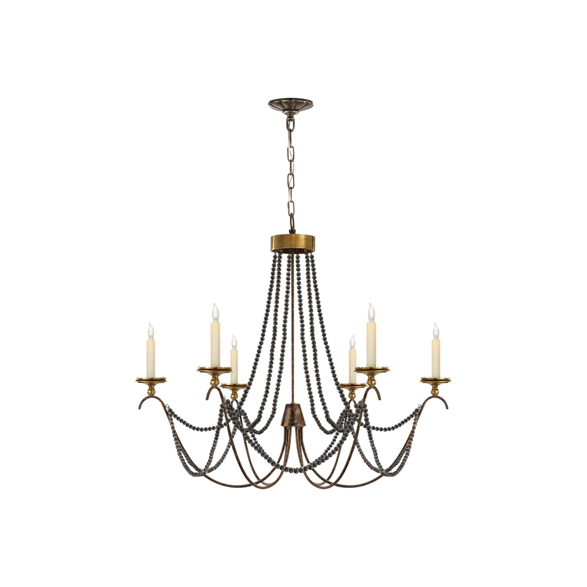 Marigot Chandelier in Hand Painted Rust Finish (Medium).