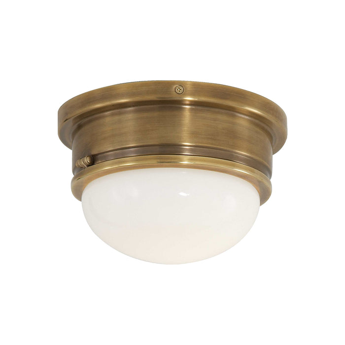 Marine Round Flush Mount Ceiling Light in Hand-Rubbed Antique Brass (Medium).