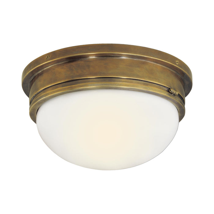 Marine Round Flush Mount Ceiling Light in Hand-Rubbed Antique Brass (Large).