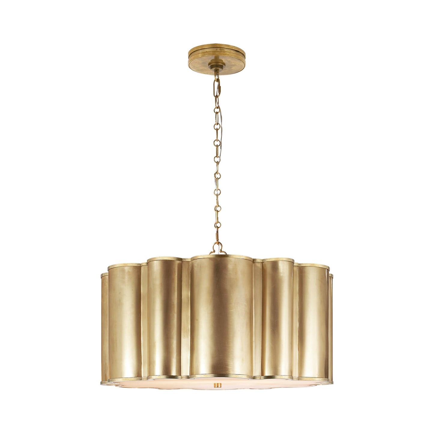 Markos Pendant Light in Natural Brass.