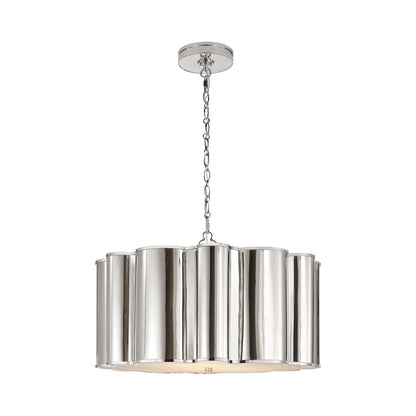 Markos Pendant Light in Polished Nickel.