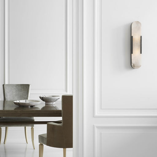 Melange Elongated LED Wall Light in dining room.
