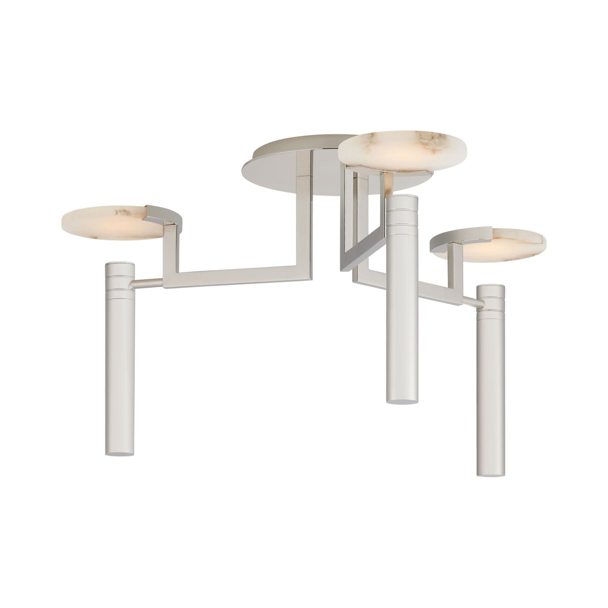 Melange Floating Disc LED Semi Flush Ceiling Light in Polished Nickel.