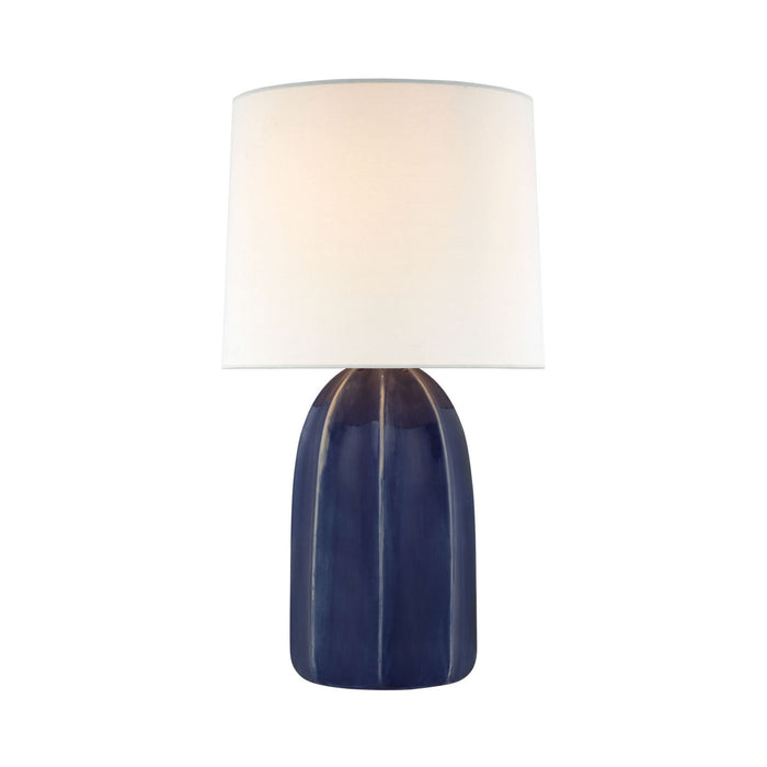 Melanie LED Table Lamp in Frosted Medium Blue.