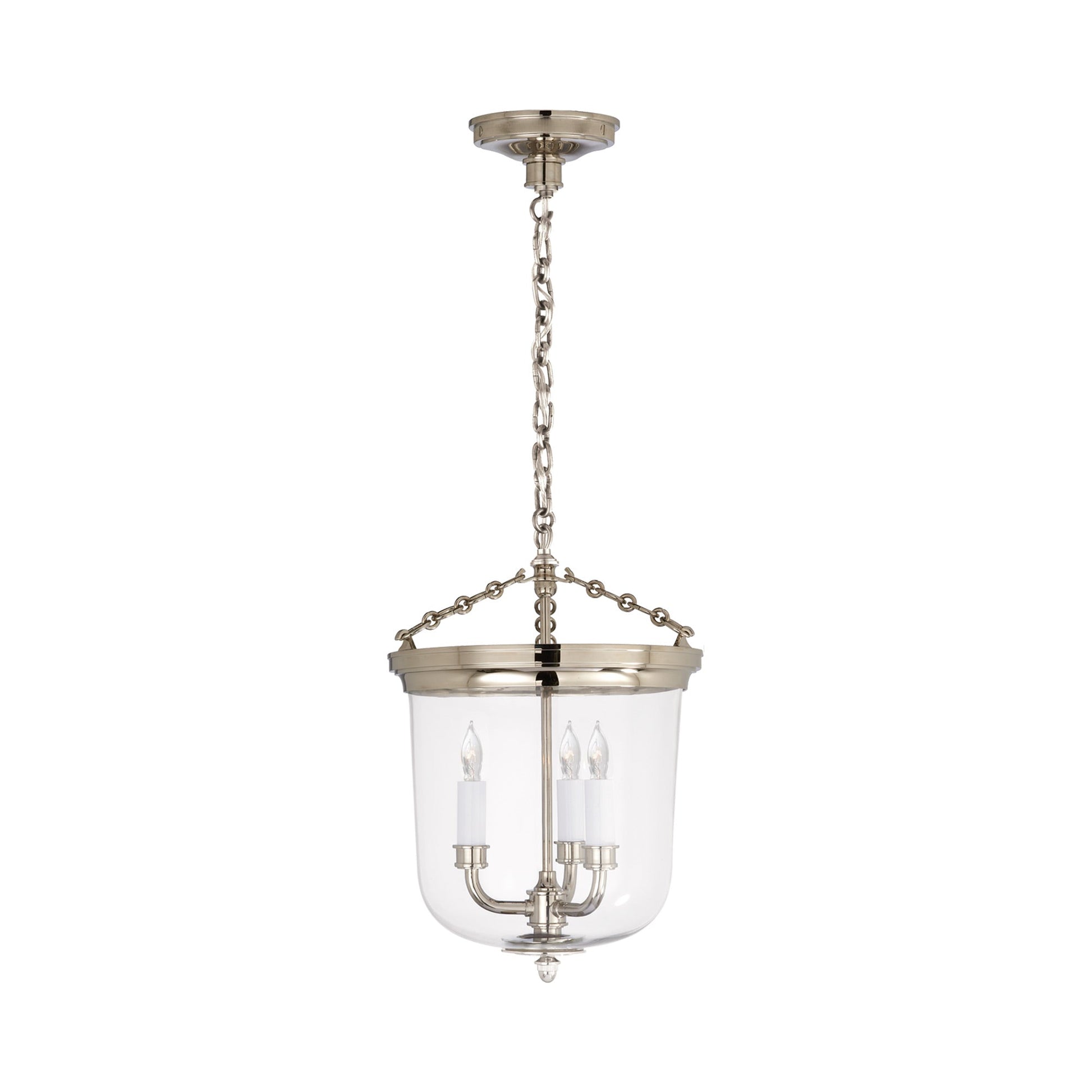 Merchant Pendant Light in Polished Nickel.