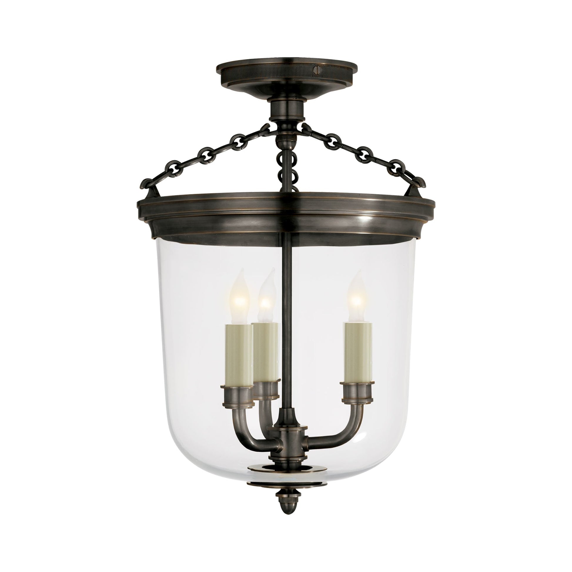 Merchant Semi Flush Mount Ceiling Light in Bronze.
