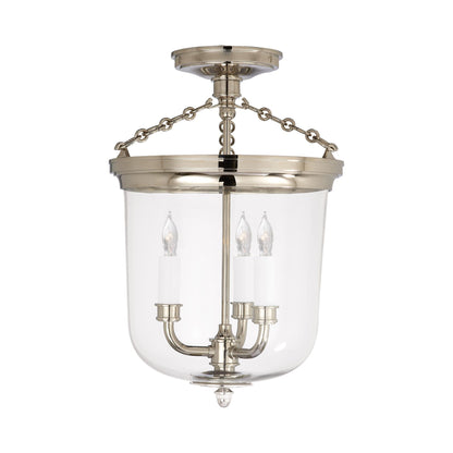 Merchant Semi Flush Mount Ceiling Light in Polished Nickel.