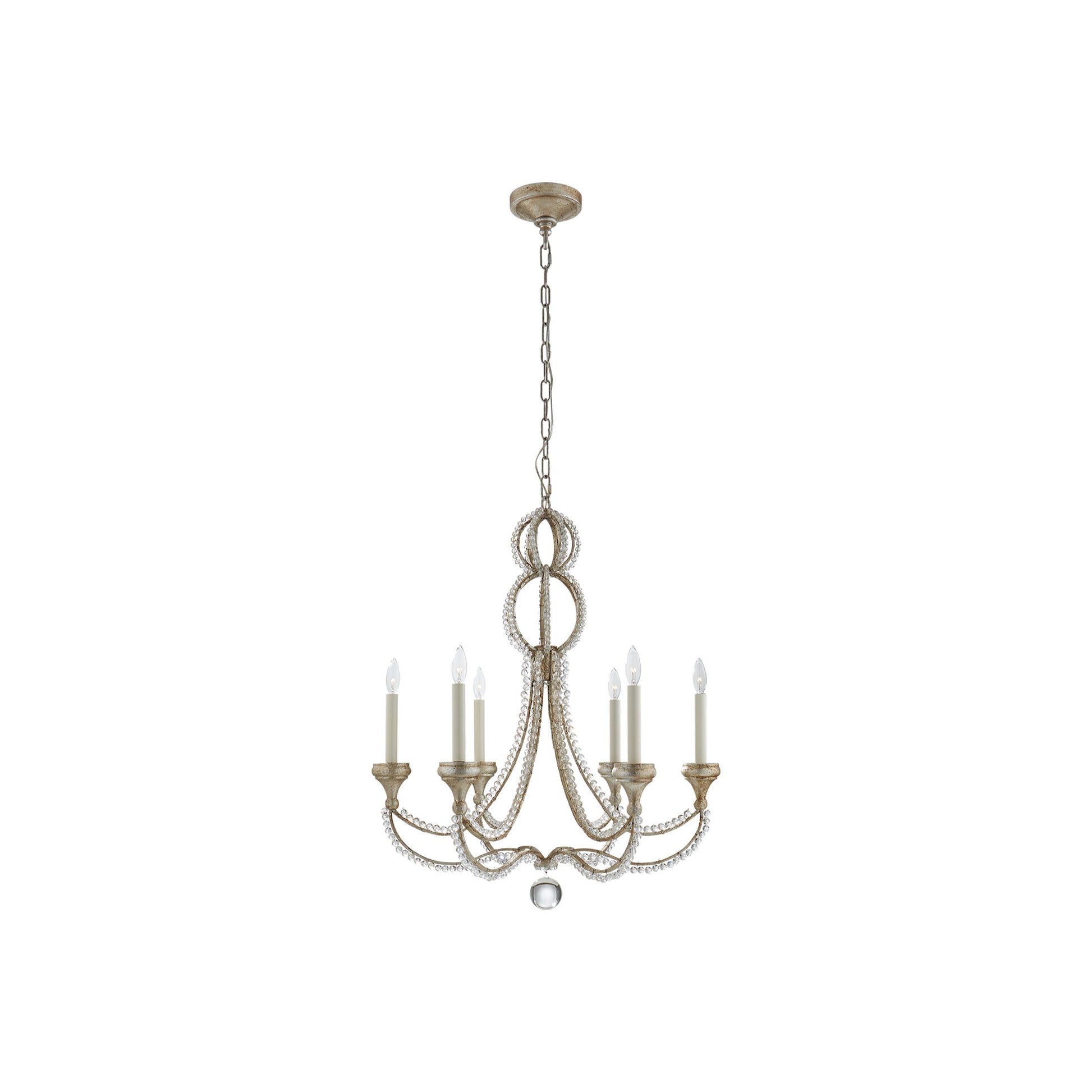 Milan Chandelier in Gilded Iron/Frosted Glass (Medium).