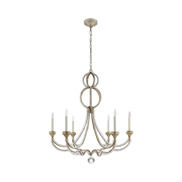Milan Chandelier in Gilded Iron/Frosted Glass (Large).