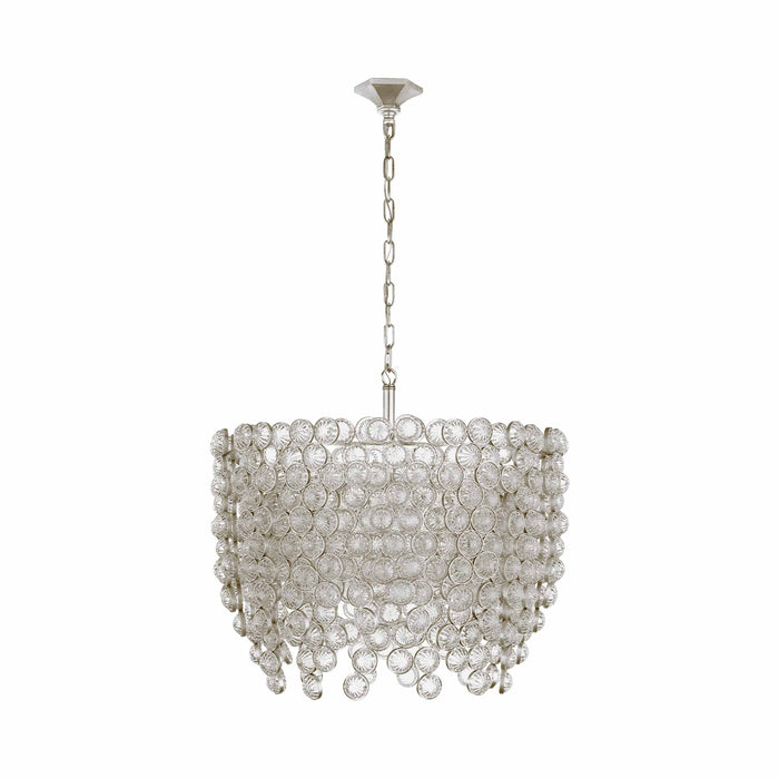Milazzo Waterfall Chandelier in Burnished Silver Leaf and Crystal (Medium).