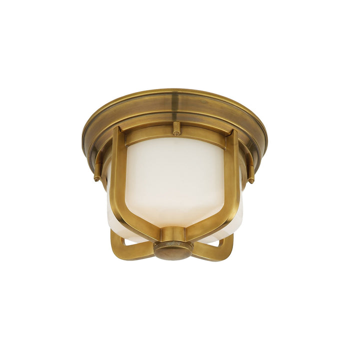 Milton Outdoor Flush Mount Ceiling Light in Hand-Rubbed Antique Brass (Small).