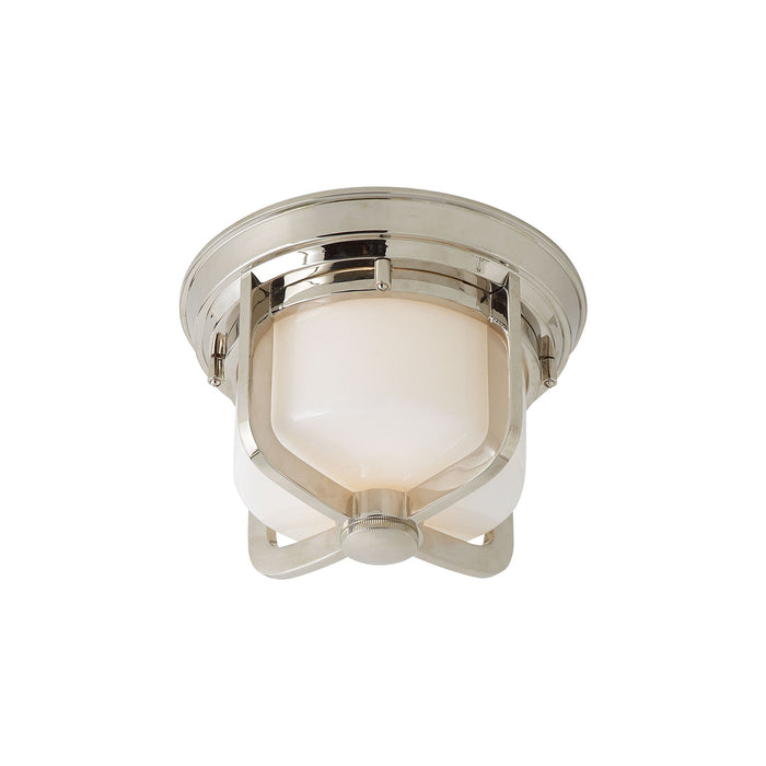 Milton Outdoor Flush Mount Ceiling Light in Polished Nickel (Small).