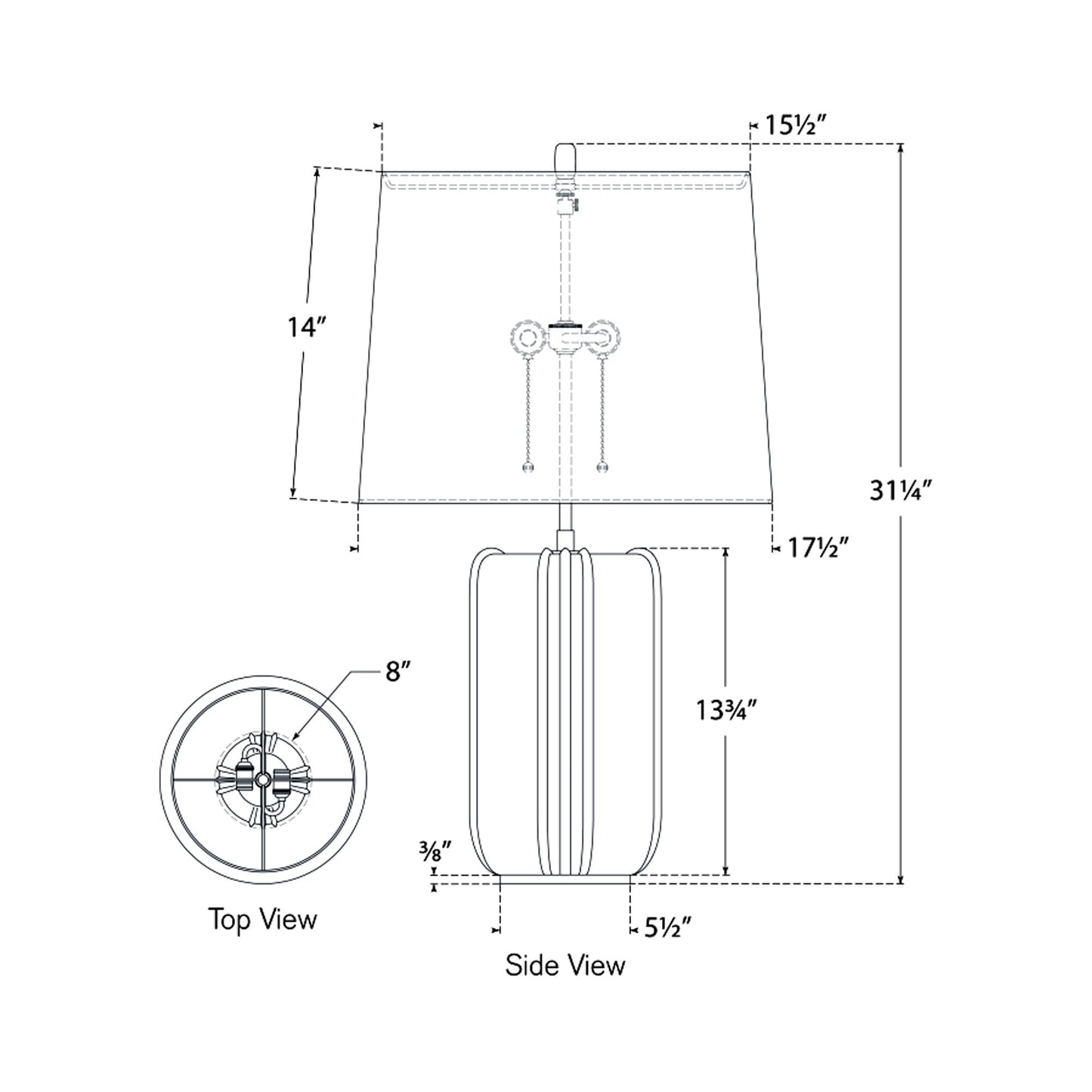 Minx Table Lamp - line drawing.