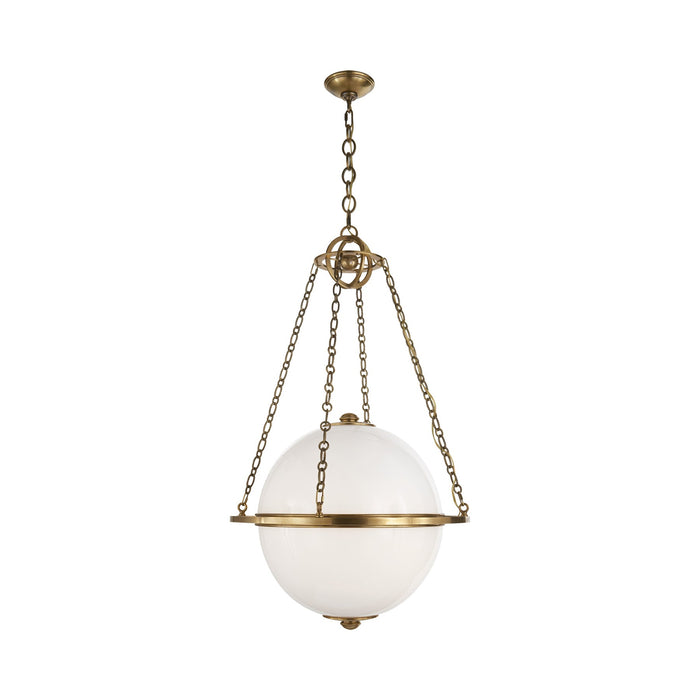 Modern Globe Pendant Light in Antique-Burnished Brass.