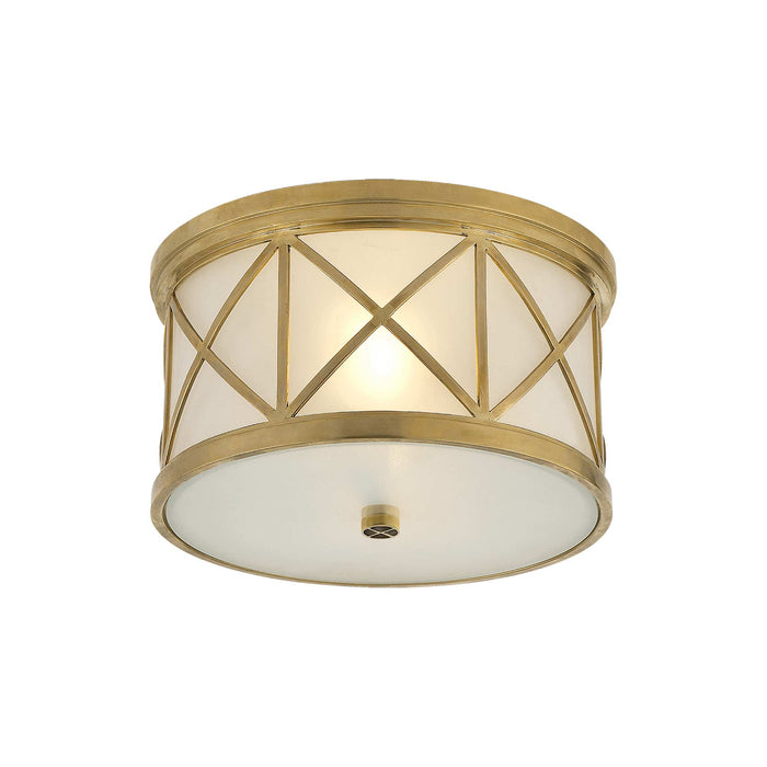 Montpelier Flush Mount Ceiling Light in Hand-Rubbed Antique Brass (Small).