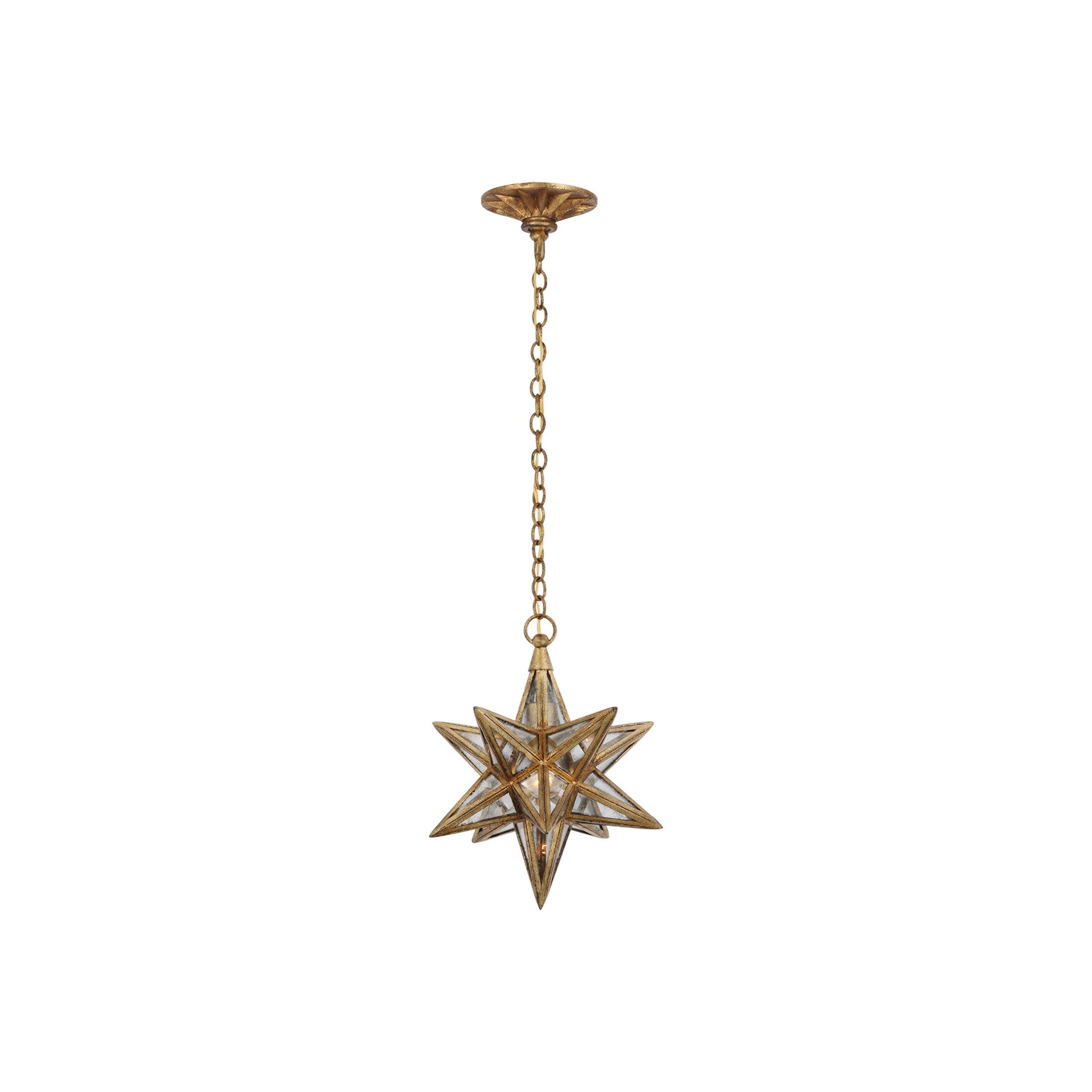 Moravian Star Pendant Light in Gilded Iron (Small).