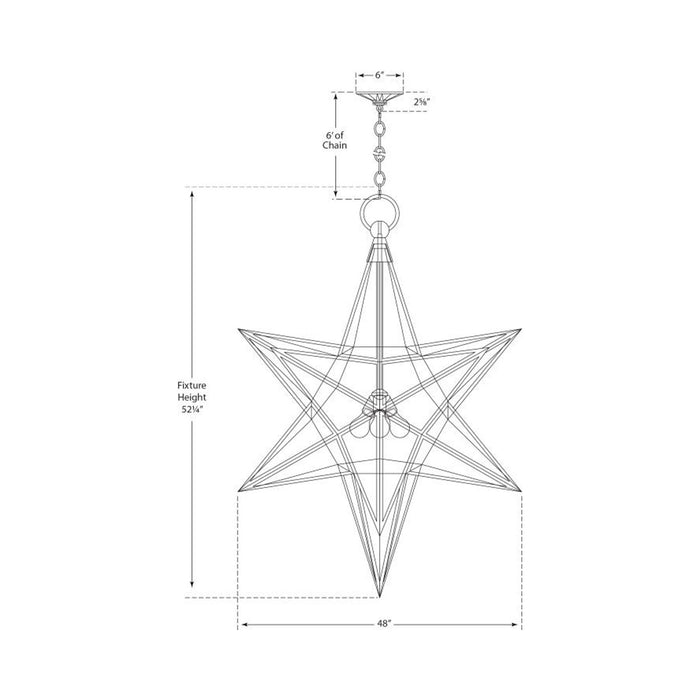 Moravian Star Pendant Light - line drawing.