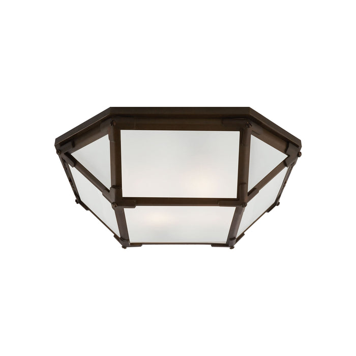 Morris Flush Mount Ceiling Light in Antique Zinc/Frosted Glass (Small).