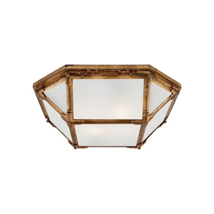 Morris Flush Mount Ceiling Light in Gilded Iron/Frosted Glass (Small).