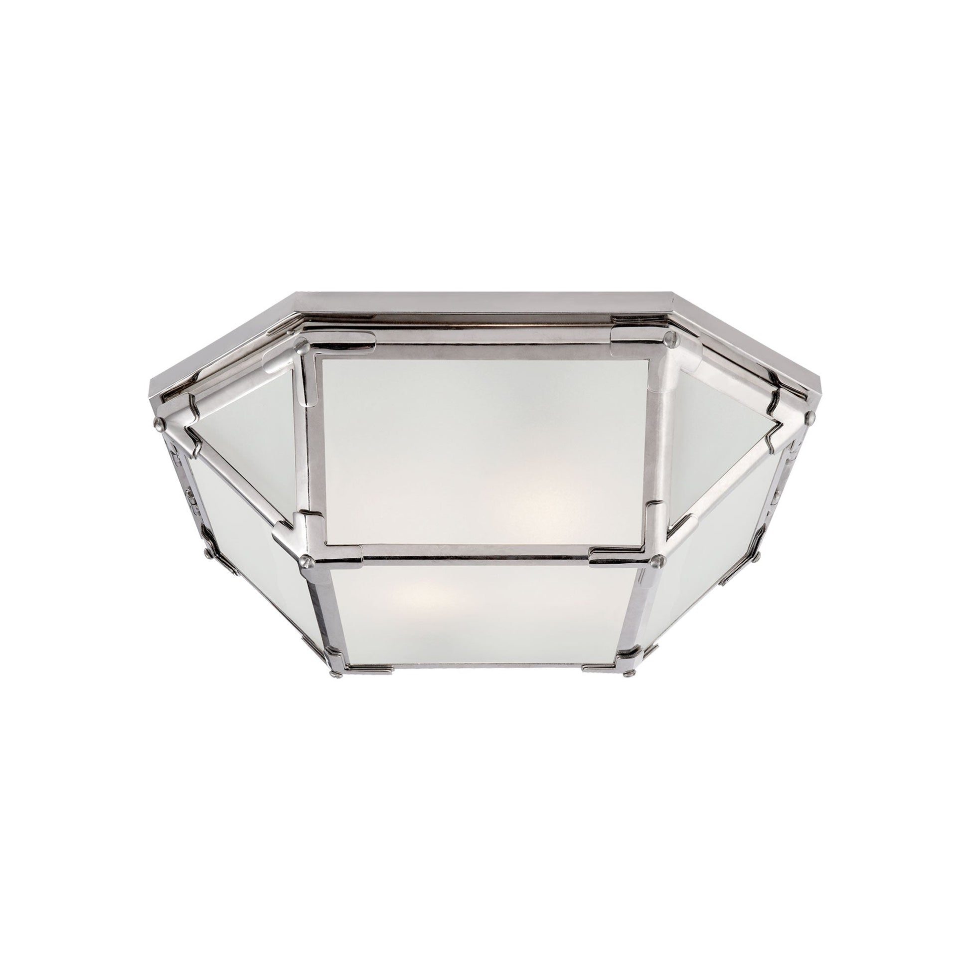 Morris Flush Mount Ceiling Light in Polished Nickel/Frosted Glass (Small).
