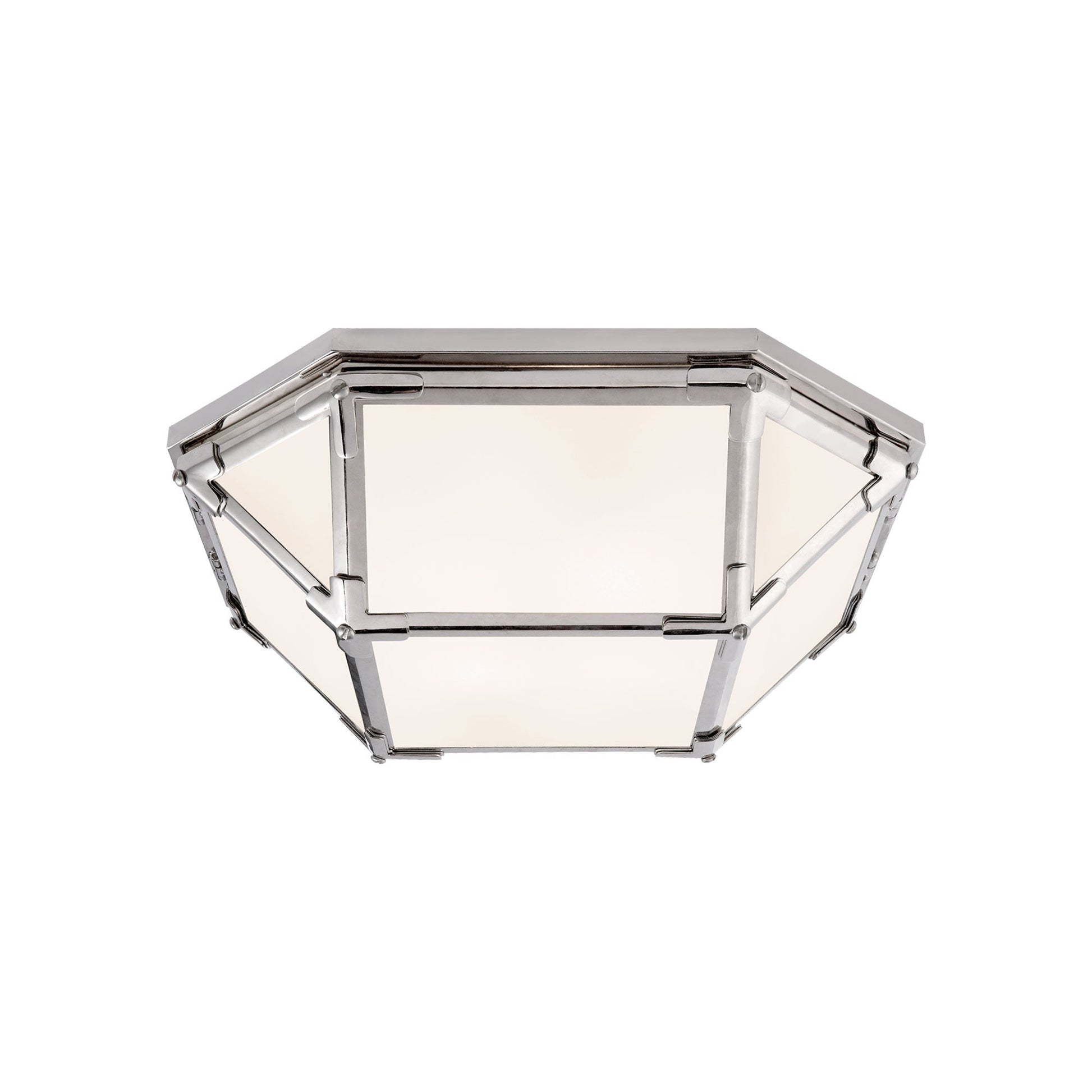 Morris Flush Mount Ceiling Light in Polished Nickel/White Glass (Small).