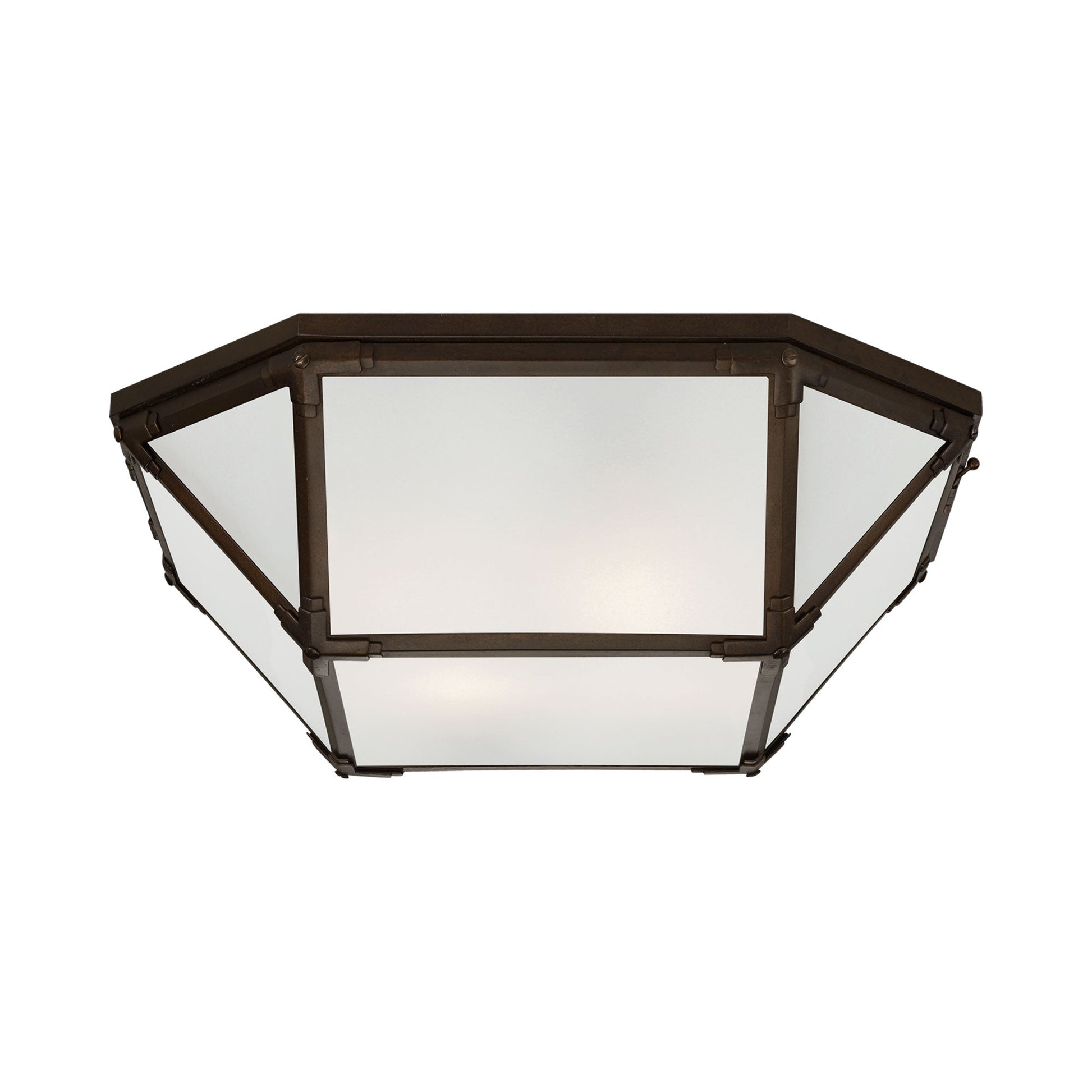 Morris Flush Mount Ceiling Light in Antique Zinc/Frosted Glass (Large).
