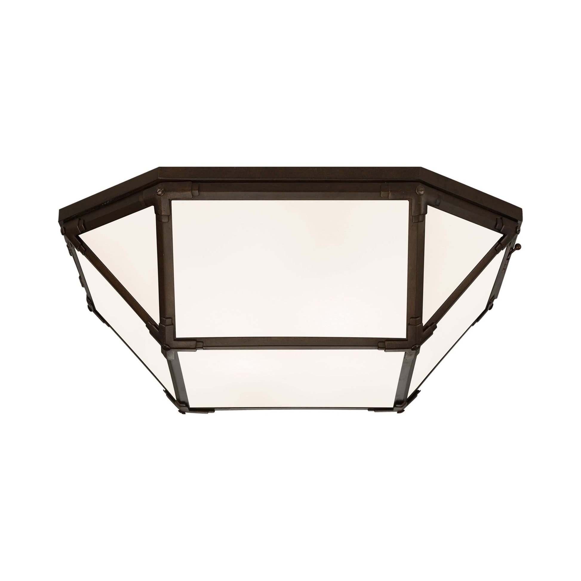 Morris Flush Mount Ceiling Light in Antique Zinc/White Glass (Large).