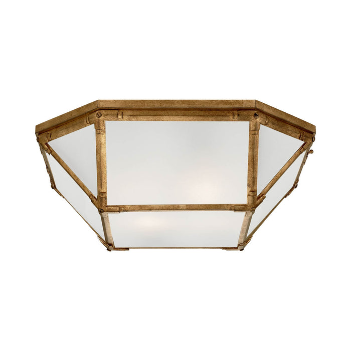 Morris Flush Mount Ceiling Light in Gilded Iron/Frosted Glass (Large).