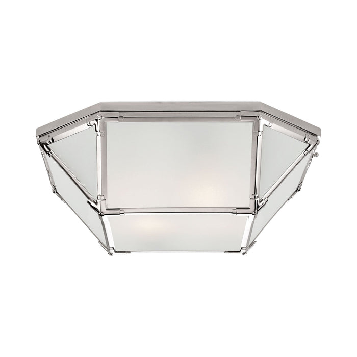 Morris Flush Mount Ceiling Light in Polished Nickel/Frosted Glass (Large).